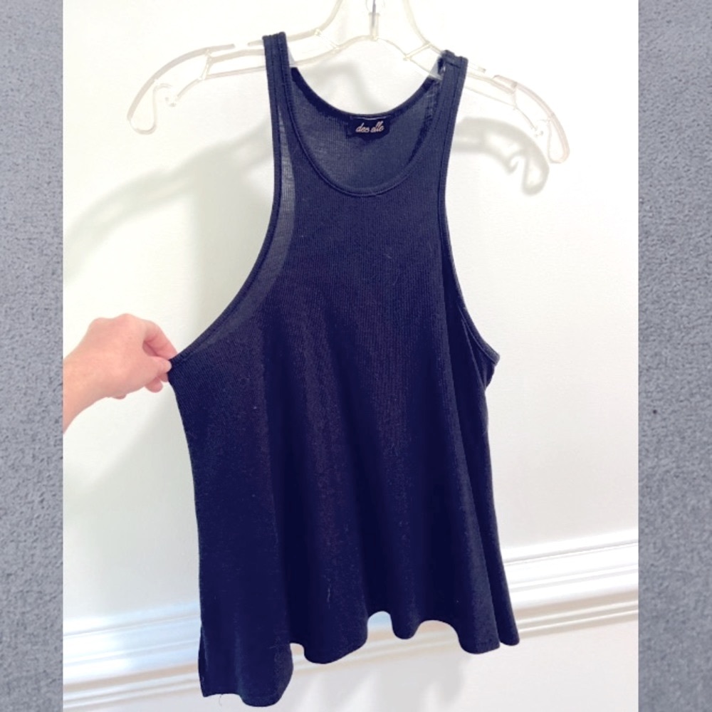 High Neck Black Flowy Tank